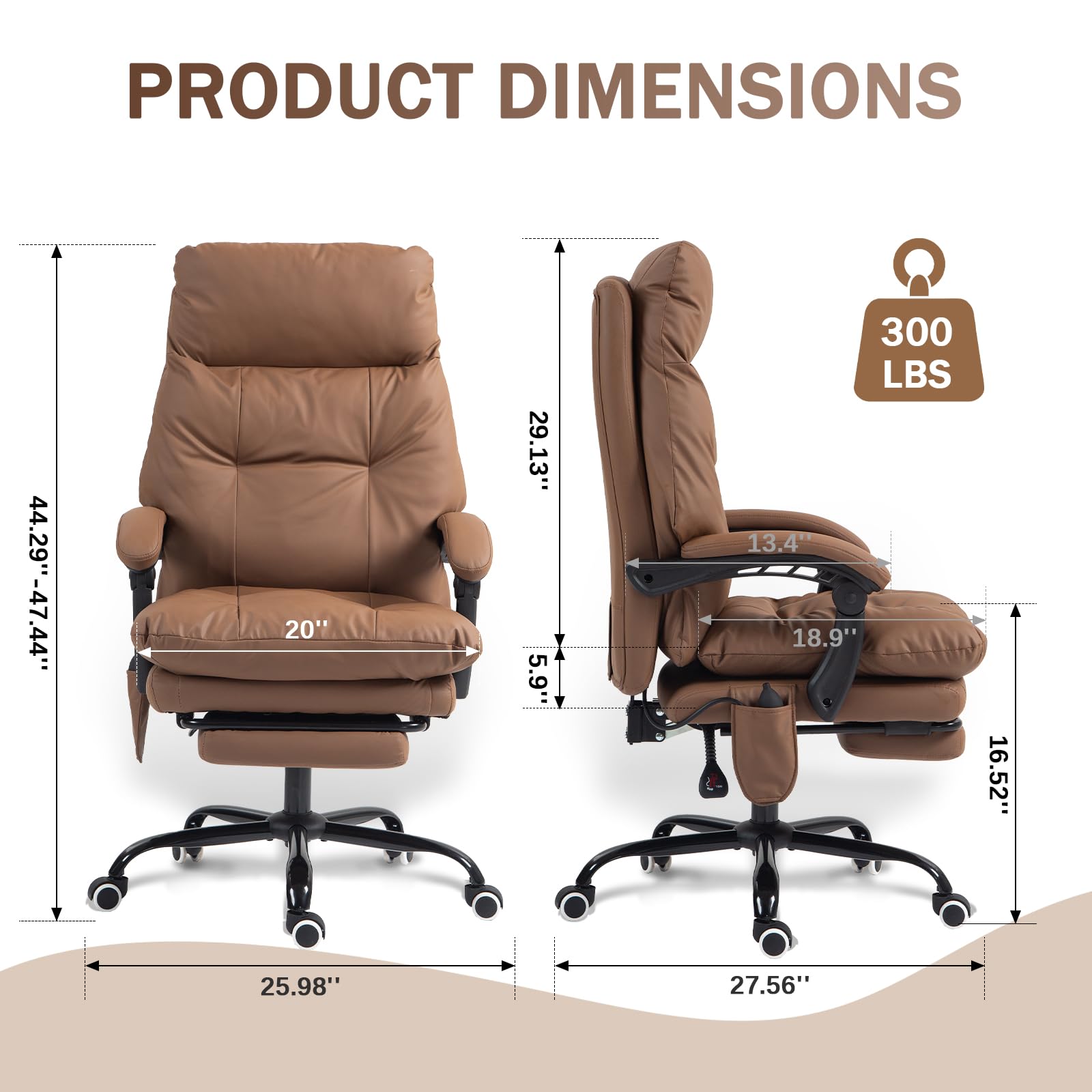 Anjieacen Executive Office Chair 155° Recline High Back Office Chair with Footrest & Adjustable Lumbar Support, Comfy Computer Chair for Study