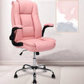 Reficcer Executive Office Chair with Flip-up Arms, High Back Leather Office Desk Chairs with Wheels, 90°-120° Rocking Ergonomic Lumbar Support