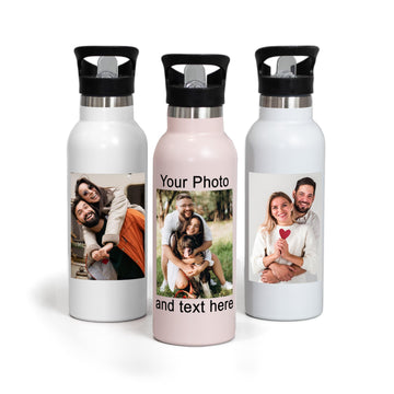 Custom photo water bottle with lid, personalized 500ml insulated drinking pictures thermal hot & cold beverages cups, thermo gift for women & men, friends, birthdays, christmas.