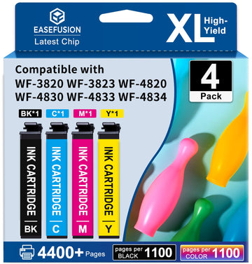 Remanufactured Ink Cartridges Replacement for Epson 822XL 822 XL T822XL Ink Cartridges Combo Pack Works with Workforce Pro WF-3820, WF-3823, WF-4820, WF-4830, WF-4833, WF-4834 Printers (4-Pack)