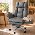 Homzolva Big and Tall Office Chair with Footrest & Flip Armrests, Grey