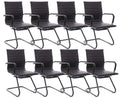 Cimota Waiting Room Chairs Leather Office Guest Chair Mid Back Reception Chairs with Sled Base for Meeting/patient/conference Room, Retro Black