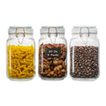 50oz Glass Jars with Airtight Lids, 3 PCS Large Glass Food Storage Containers with Lids for Pantry & Kitchen, Square Mason Jar Canister with Clamp Lids for Cereal, Sugar, Flour, Coffee,Cookies