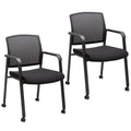 Clatina Mesh Back Guest Reception Arm Chairs with Wheels, Waiting Room Chairs with Upholstered Fabric Seat and Ergonomic Lumbar Support for