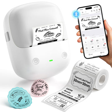 NIIMBOT B2 Label Maker Machine with Tape, Portable Bluetooth 2Inch Label Printer with Multiple Templates, Thermal Labeler for Home Kitchen Office Coffee Shop Bakery Organization, Gray White