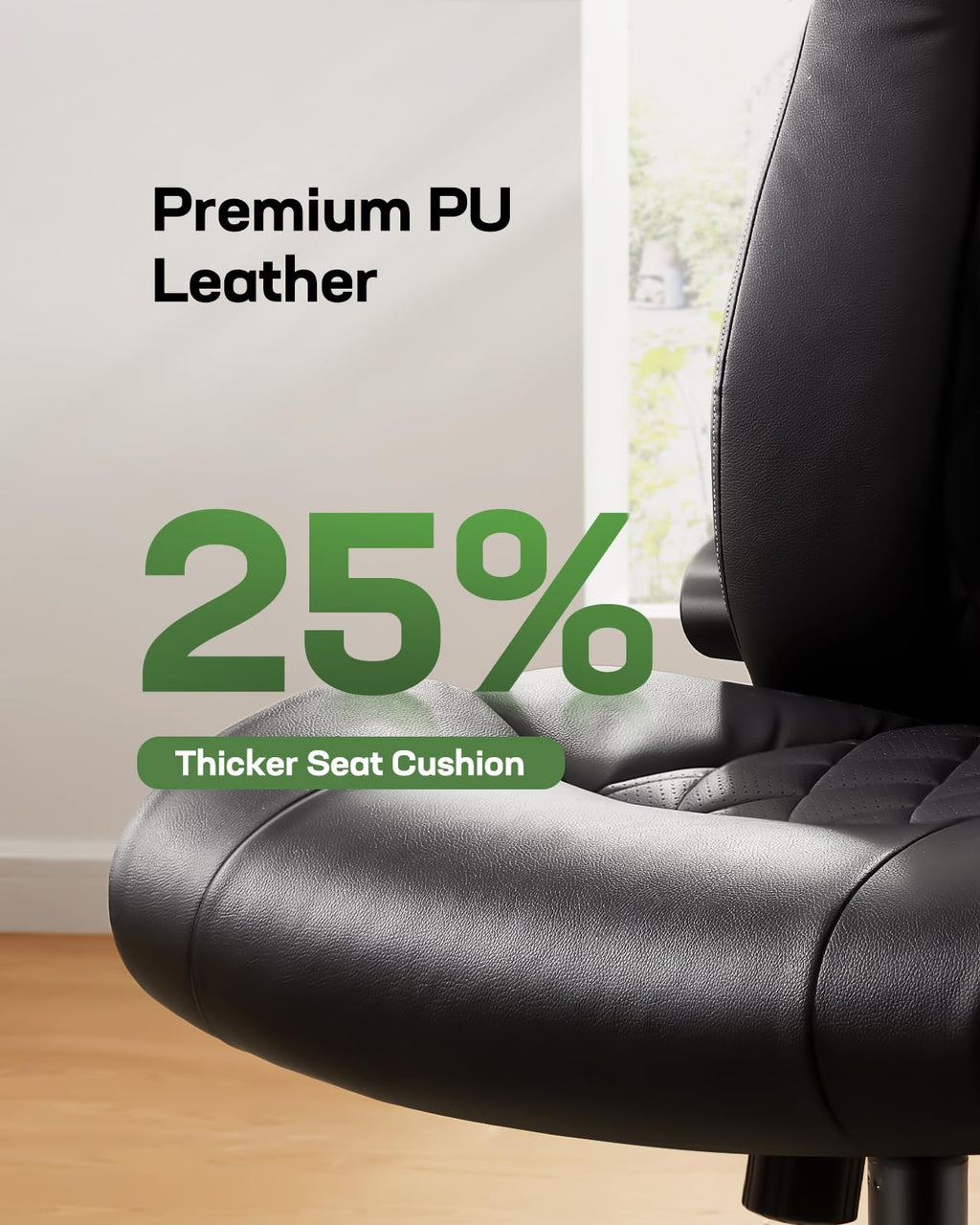 Marsail Executive Office Chair with Flip-up Armrests,pu Leather Ergonomic Desk Chair Height-adjustable Swivel Rolling Computer Desk Chair,black