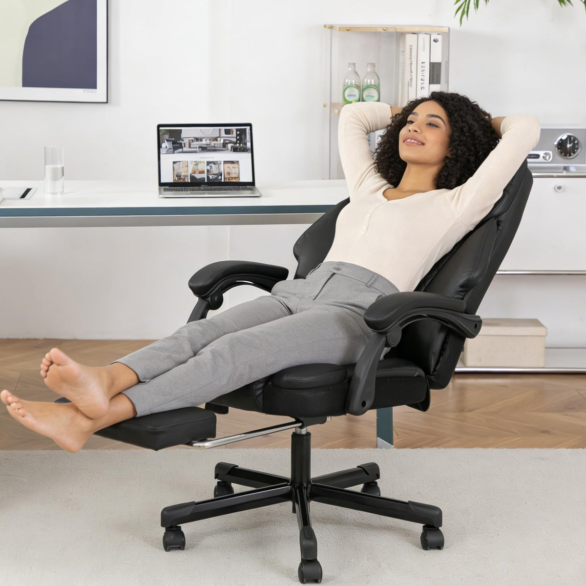 Massage Office Chair with Heat 6 Vibration Points,big and Tall Office Chair 400 Lbs,ergonomic Executive Home Office Desk Chair with