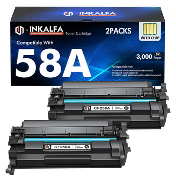 CF258A 58A Toner Cartridge Black 58X CF258X M404n M404dn M428fdw 2 Pack | Compatible Replacement for HP 58A CF258A for HP LaserJet Pro MFP M428fdn M428dw M404 M428 M404dw Printer Ink with Chip