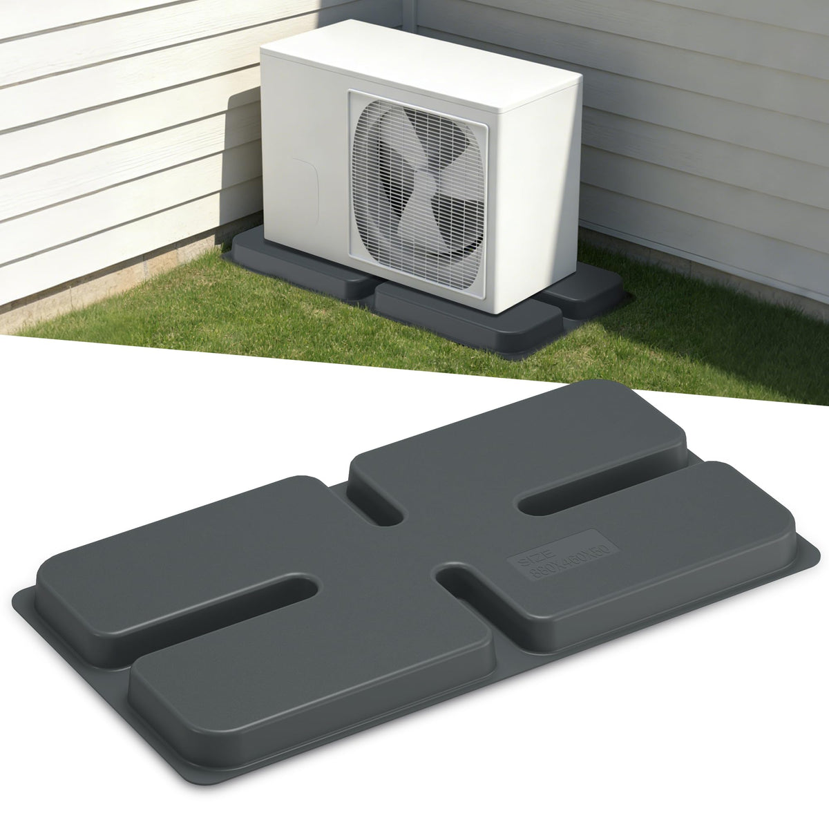Mini Split Pad for AC Condenser: Ductless Air Conditioner Ground Base Pad Outside, 34.6 x 18.1 x 2 inch Anti Vibration Equipment Pad for Minisplit Heat Pump System HVAC, Max Load 770lbs