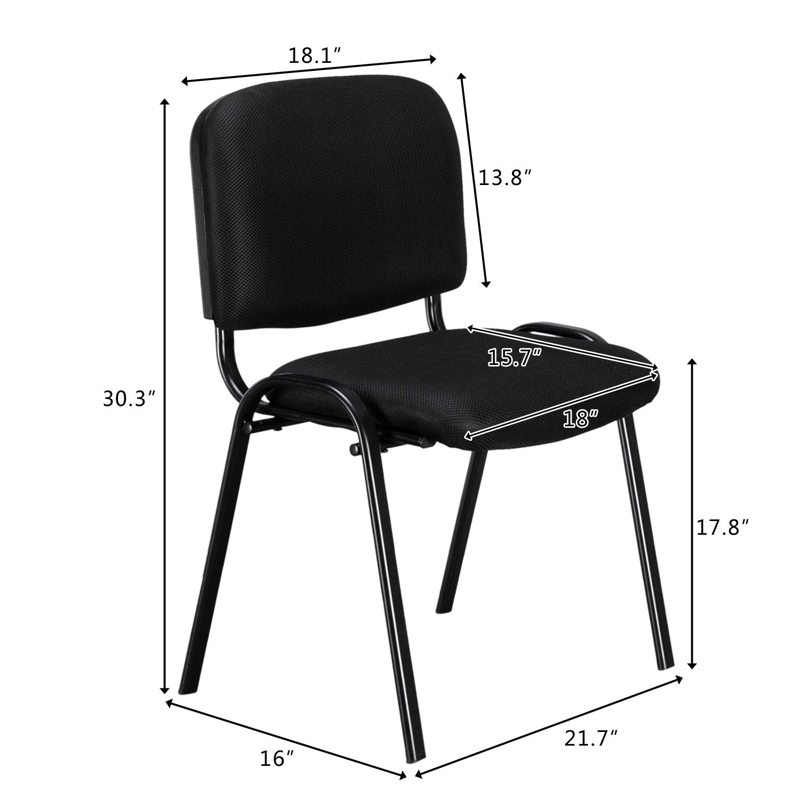 Vingli 10-pack Waiting Room Chairs, Stackable Chair for Office, Mesh-black, Fabric Mesh-black