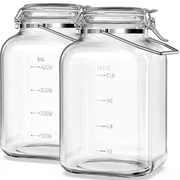 Folinstall 1.5 Gallon Glass Jar with Lid, Wide Mouth Mason Jars, 2PCS
