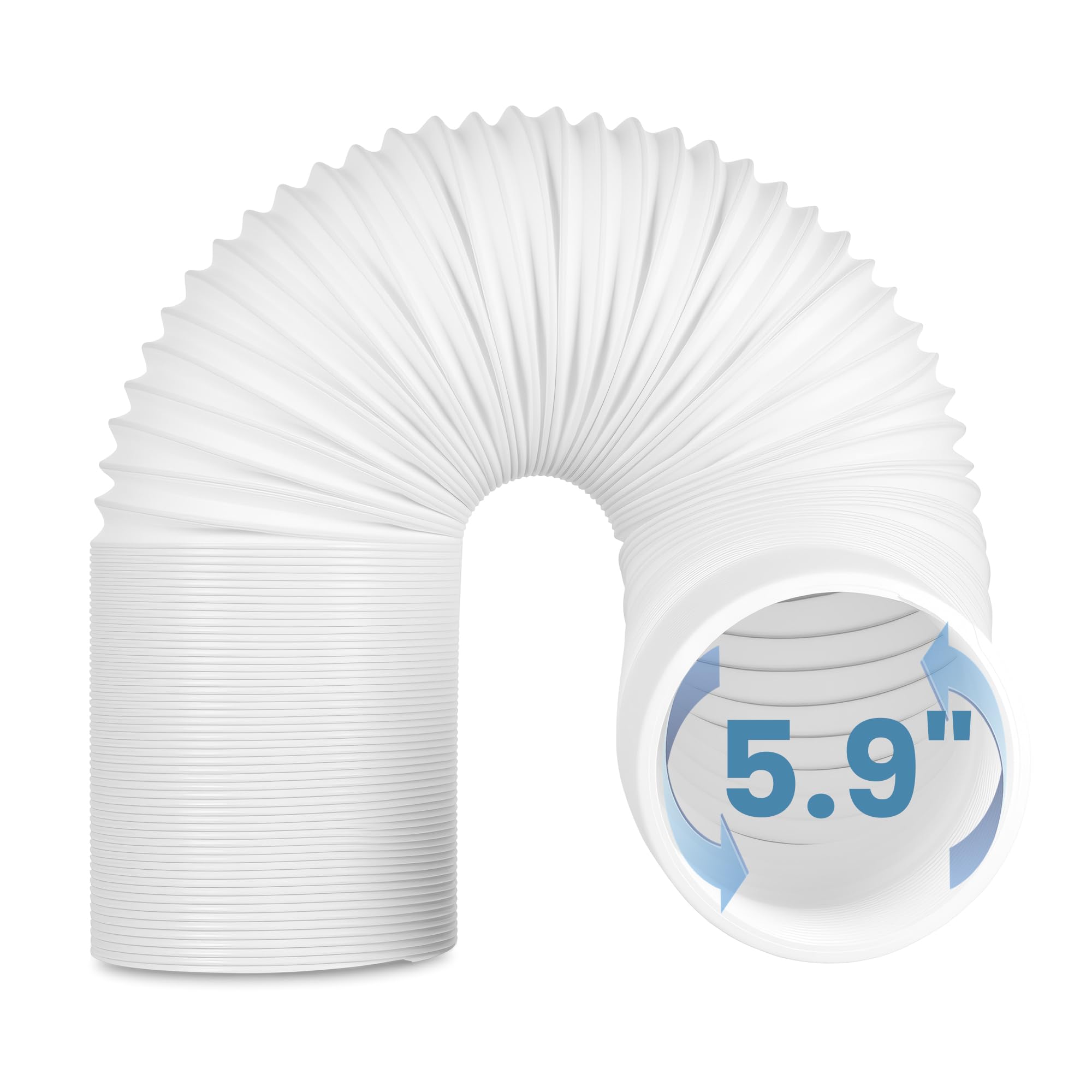 Portable AC Hose 80" Length, 5.9" Diameter Universal Exhaust Vent Hose with Anti-Clockwise Thread for Portable Air Conditioner Replacement (No Coupler Included)