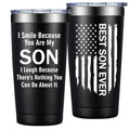 Grifarny Gifts for Son - Son Gifts from Mom, Dad - Christmas, Fathers Day, Birthday Gifts for Adult Sons - I Smile Because You are My Son Tumbler Cup 20 oz