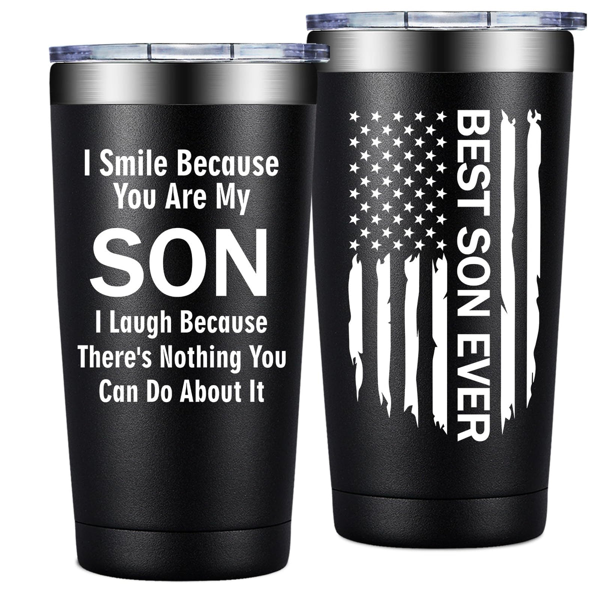 Grifarny Gifts for Son - Son Gifts from Mom, Dad - Christmas, Fathers Day, Birthday Gifts for Adult Sons - I Smile Because You are My Son Tumbler Cup 20 oz