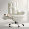 Big and Tall Office Chair, Flip Armrests for Pets & Cross Legged Sitting, 34" W x 26.8" D x 48.3" H, White