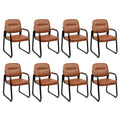 Clatina Leather Office Guest Waiting Room Chair with Sled Base, Reception Chair No Wheels with Armrests and Lumber Support, Stationary Desk