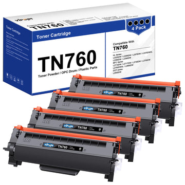 TN760 Toner for Brother Printer Replacement for Brother TN760 TN-760 TN730 TN-730 to use with DCP-L2550DW MFC-L2710DW MFC-L2750DW HL-L2350DW HL-L2370DW HL-L2395DW HL-L2390DW Printer (4 Black)