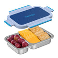 Bentgo Stainless Steel Snack Box - Leak-Proof, 2 Compartments, 2-Cup Capacity, Ideal for Kids 3+, Teens & Adults, Durable, Reusable (Navy)