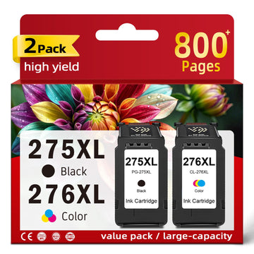 275XL 276XL Ink Cartridges Replacement for Canon Ink 275 276 PG275 XL PG275xl CL276xl Combo Pack CL276 for TS3700 TS3722 TS3522 TR4700 TR4720 TR4722 TS3500 TS3720 TR4723 TR4725 (Black Color,2-Pack)