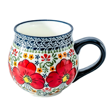 ALMA 12oz Handpainted Red Lily Ceramic Coffee Mug