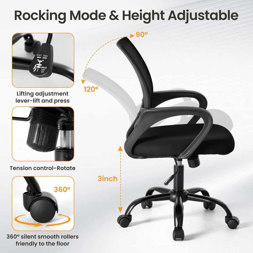 Olixis Criss Cross Legged Chairs Armless No Wheels Wide Seat Height Adjustable Swivel Padded Fabric Home Office Desk Seating for Bedroom,
