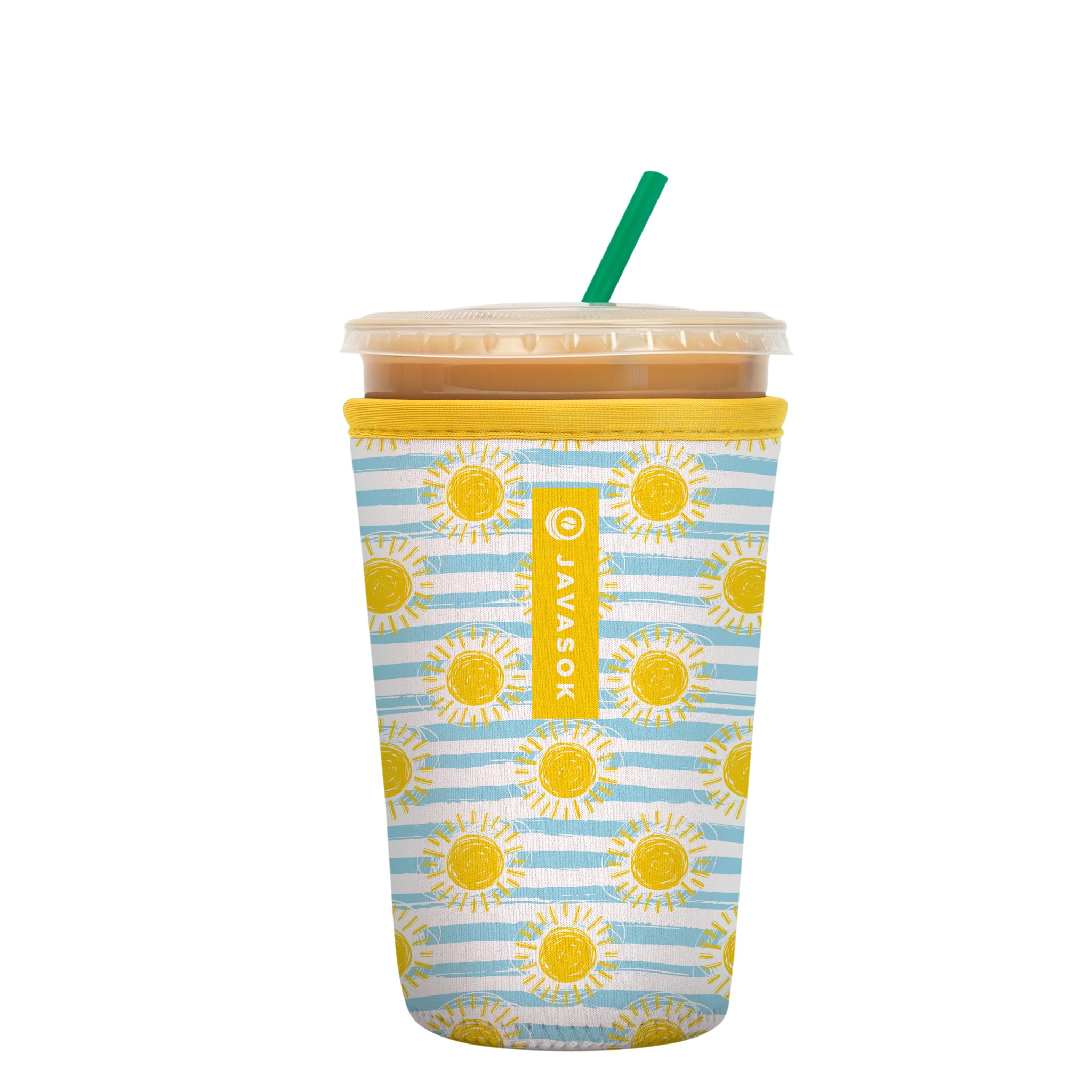 Sok It JavaSok Iced Coffee & Cold Soda Insulated Neoprene Cup Sleeve (Good Day Sunshine, Medium: 22-28oz)