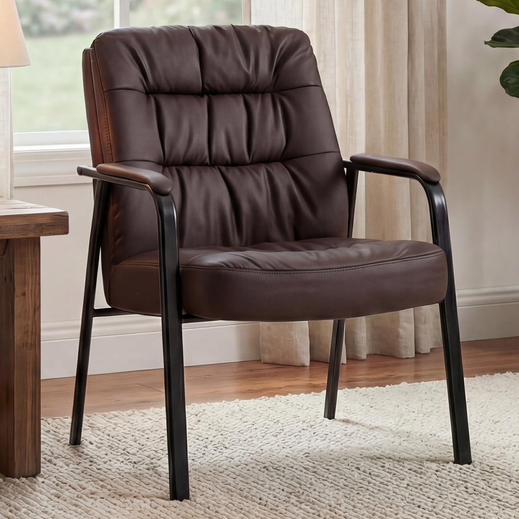 Olixis Office Waiting Room Guest Chair, 500lbs, Faux Leather, 1 pack, Modern Brown