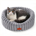 Avont Fluffy Cat Bed for Indoor Cats, Cozy Plush Sleeping Nest for All Sleep Styles, Washable Removable Cushion & Anti-Slip Base, Calming Round Bed for Kittens & Small Dogs – Grey(S)
