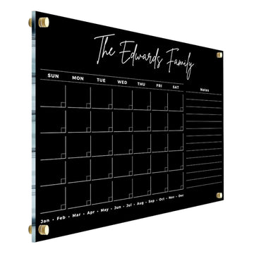 Acrylic Personalised Calendar 2026 with Family Name - Dry Erase Two Month Planner Family 2026 Calendar Marker, Monthly and Weekly Double Month Board