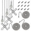 6 Combo Ceiling Fan Pull Chain Set?Including 6Pcs Beaded Ball Fan Pull Chain Pendant Extra 12Pcs Beaded and Pull Loop Connectors 3Pcs 36inches Fan Pull Chain Extension?Nickel?