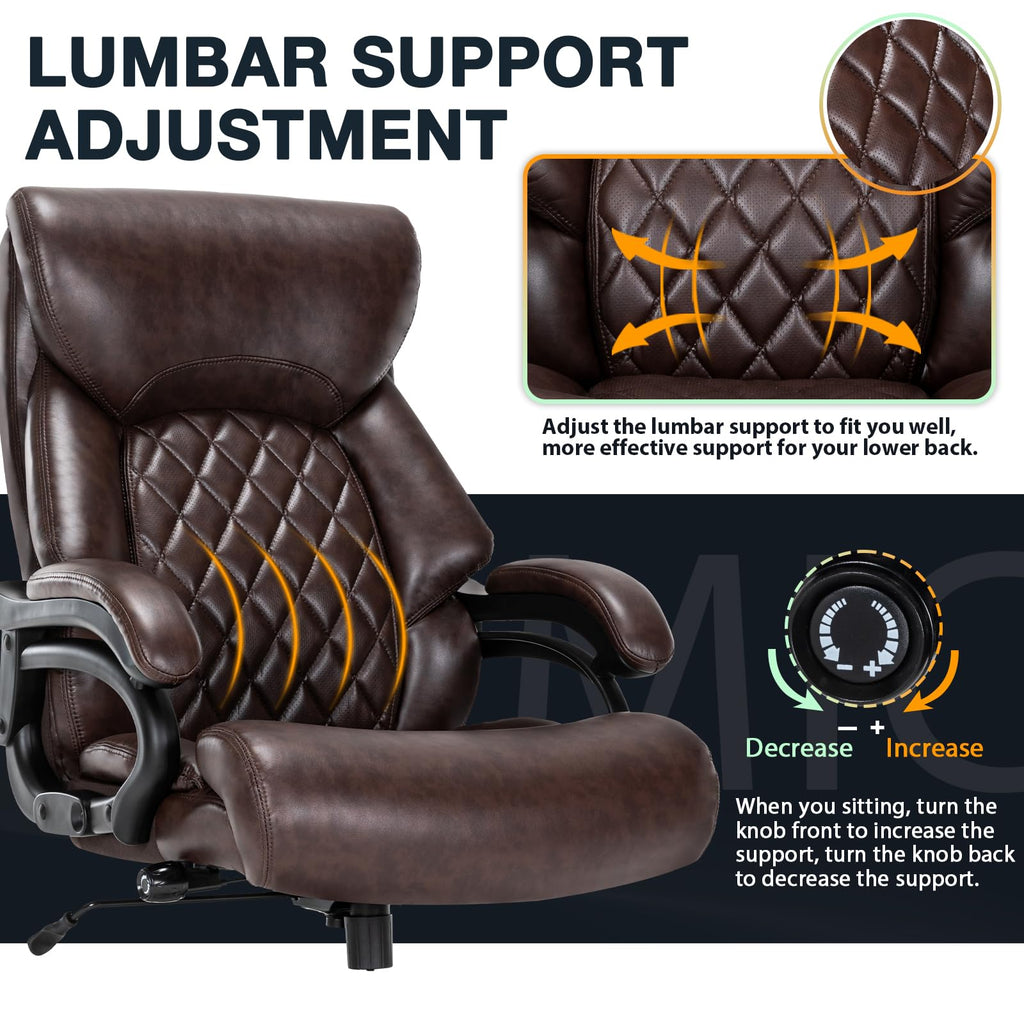 Big and Tall Office Chair for Heavy People, 500lbs High Back Extra Wide Heavy Duty Executive Office Chair Comfortable for Home Office, Large