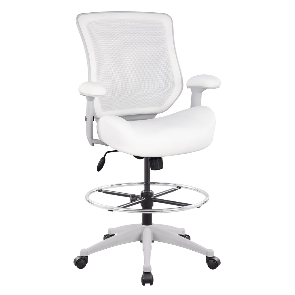 Boliss 400lbs Mesh Ergonomic Office Drafting Chair Big Adjustable Foot Ring Height Adjustable Armrest (wht), 41.7-49.6 inches, White