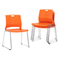Sidanli Orange Stacking Chairs for Classroom, Plastic Stackable Chairs for Conference Room, Orange Chairs Set of 4., 22 inches x 21 inches x 32
