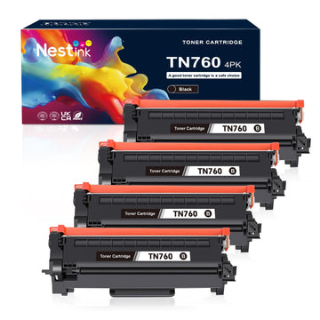 TN760 High Yield Toner Cartridge, Compatible Toner Cartridge Replacement for Brother TN760 TN-760 TN730, Compatible for HL-L2350DW HL-L2370DW MFC-L2750DW DCP-L2550DW Printer (Black 4 Pack)