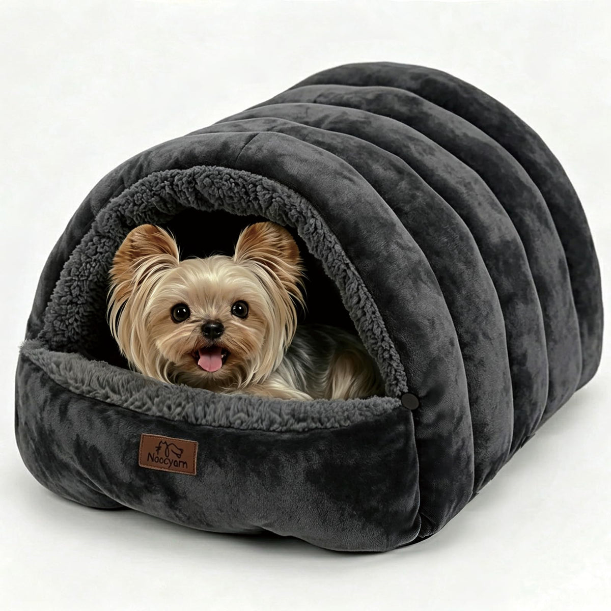 Covered Cat Bed Cave for Indoor Cats, 2-in-1 Enclosed Pet Bed for Small Dogs and Kittens with Zippered Washable Cat Mats, Cat House Bed, Dark Grey