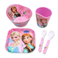 Princess 5 Pcs Set Durable Tableware Meal Dishes Mealtime Set includes Dinner Serving Bowl Plate Cup with a Matching Spoon & Fork