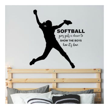 Girls Softball Pitcher Wall Decal, Inspirational Softball Room Decor