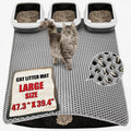 Cat Litter Mat XXL(47.3" x 39.4") - Large, Double-Layer, Non-Toxic, Easy Clean, Durable, Gray