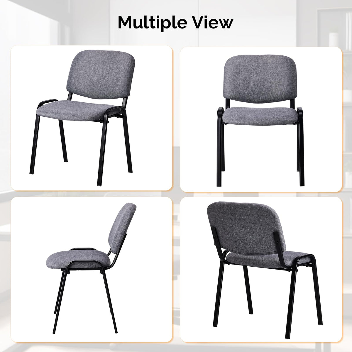 Vingli 10-pack Waiting Room Chairs, Stackable Chair for Office, Fabric-grey