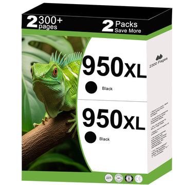 950XL Ink Cartridges Replacement for HP 950 XL Compatible for HP950 HP950XL Work with OfficeJet Pro 8600, 8610, 8615, 8620, 8625, 8630, 8640 8660 8100 8110 Printer with V19.1.1 Chip (2-Pack, Black)
