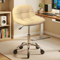 Rolling Stool Chair with Wheels, Height Adjustable Stool with Back Support, Office Drafting Chair with Pu Leather Cushion for Home Office