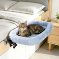 Bedside Cat Bed, 23"x14" Spacious Pet Beds Attached to Human Bed, Soft Plush Foldable Cat Beds with Steel Clamp, Removable & Washable Pet Bed Supports Up to 40lbs