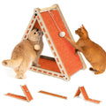 Cat Scratcher with Ball Toy Foldable Cat Scratch Pad Felt Triangle Scratchers for Indoor Cats Large Cat Scratching Board Mat Cats Scratch Furniture Protector Kitten Toys Orange