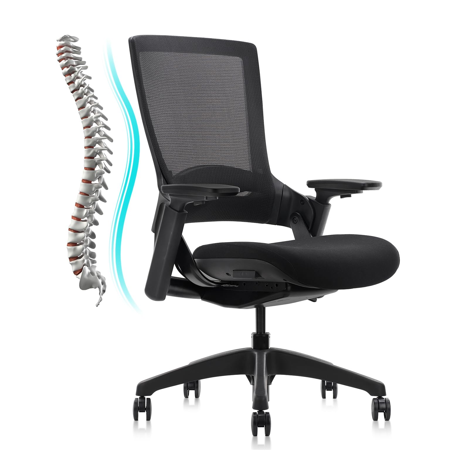 Clatina Swivel Executive Chair, Adjustable Ergonomic Computer Chair with 3d Armrest and Lumbar Support, Mesh Backrest Task Chair for Home