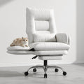 Criss Cross Office Chair, Flip Armrests for Pets & Cross Legged Sitting, 26.5' x 28.7'' x 45.28''(L x W x H), Mixed White Tech Fabric