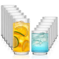 INSETLAN Ribbed Drinking Glasses Set of 12 – 6 Highball Glasses 12oz, 6 Rocks Cocktail Glasses 8oz – Everyday Glassware, Glass Cups for Iced Coffee, Cocktails, Whiskey, Water & Beer, Stackable