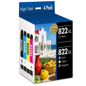 Remanufactured Replacement for 822XL Ink Cartridges for 822 XL Printer Ink | Compatible for T822 Work for Epson Workforce Pro WF-4830 WF-4833 WF-4820 WF-4834 WF-3823 Printer?4 Pack?