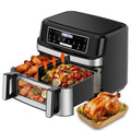 Emphsism 12QT Large Dual Zone Air Fryer with Divider, Match Cook & Smart Finish, Air Fry/Roast/Bake/Toast/Dehydrate/Reheat/Keep Warm/Preheat, Nonstick Dishwasher-Safe Basket, Digital Touchscreen