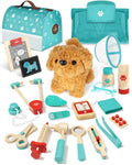 Lehoo Castle Wooden Doctor Kit for Toddlers 3-5 Girls Toys, Vet Toys for Kids, Pretend Play Doctor Set with Puppy, Stethoscope & Dress Up Costume Medical Accessories