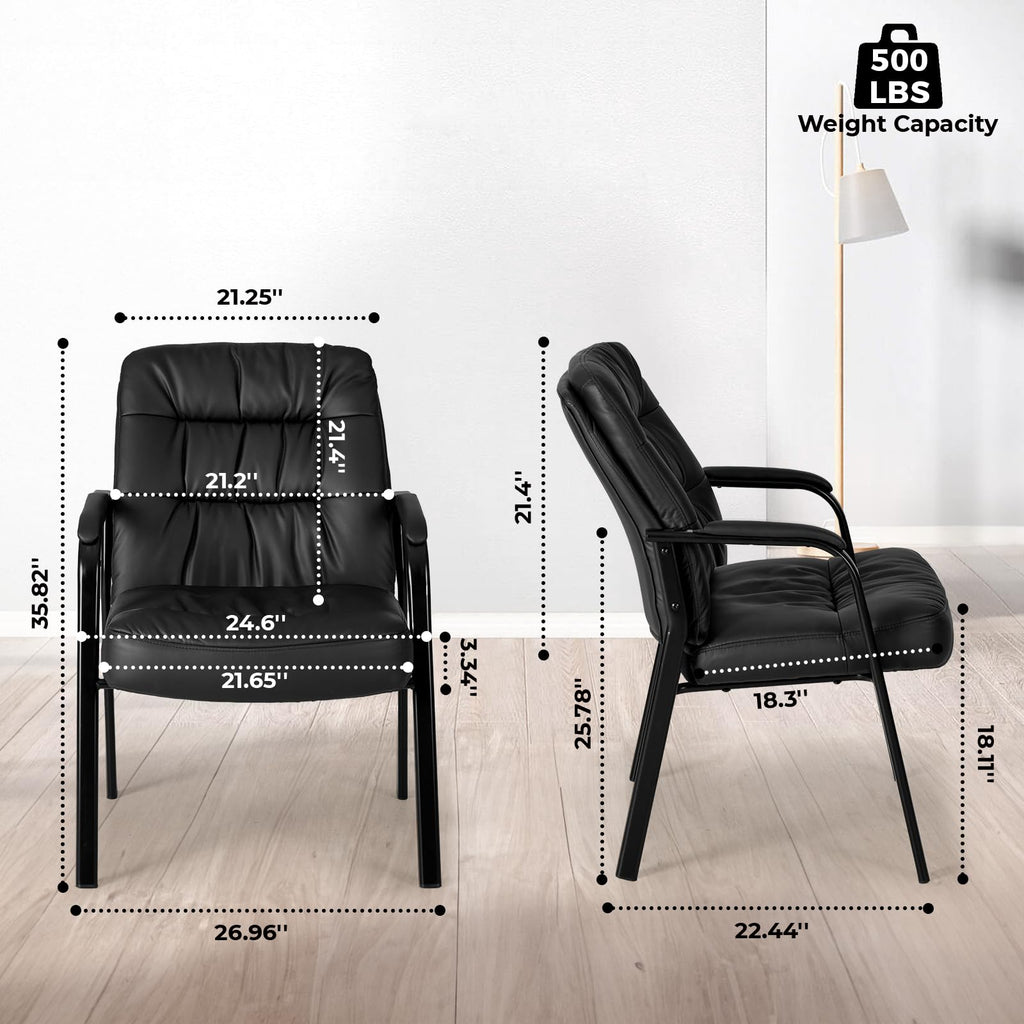 Olixis Waiting Room Chairs Set of 8, Leather Office Desk Reception Guest Stationary Side Chair with Padded Arms for Home Conference Lobby Area